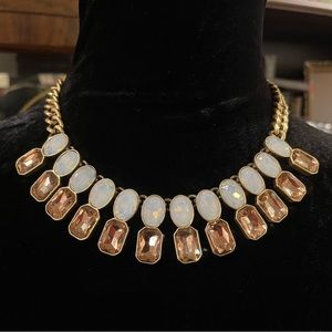 J.Crew Dune Brûlée Necklace White Iridescent & Golden Amber Stones, Stunning